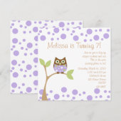 Invitation Chouette pourpre (Devant / Derrière)