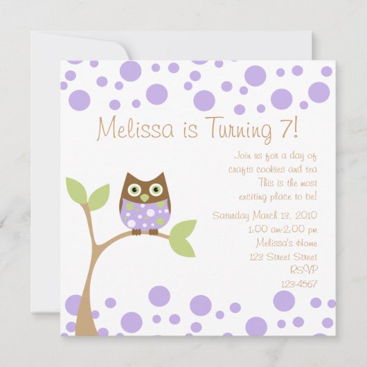 Invitation Chouette pourpre (Devant)