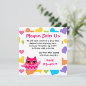 Invitation Chouette rose (Debout devant)