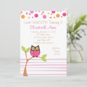 Invitation Chouette rose chaude (Debout devant)