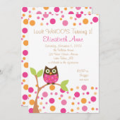 Invitation Chouette rose chaude (Devant / Derrière)