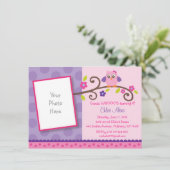 Invitation Chouette rose et pourpre 1er anniversaire (Debout devant)