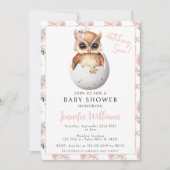 Invitation Chouette rose fleurie chouette douche bébé fille I (Devant)