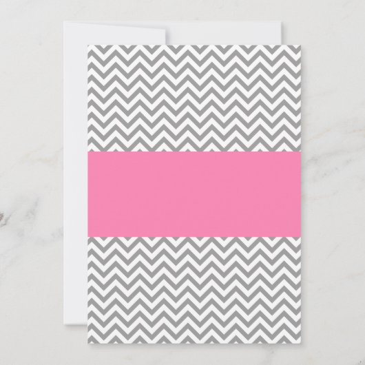 Invitation Chouette rose Gris Chevron Baby shower fille (Dos)