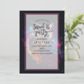 Invitation Chouette spatiale colorée (Debout devant)