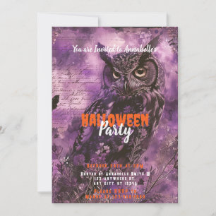 Invitation Chouette violette effrayante et magnifique pour un