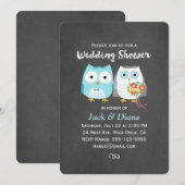 Invitation Chouette Wedding shower Couple mignonne Mariée et (Devant / Derrière)
