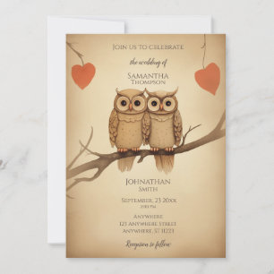 Invitation Chouettes amoureuses