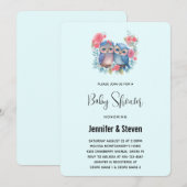 Invitation Chouettes amoureuses assis sur un Baby shower de b (Devant / Derrière)