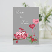 Invitation Chouettes amoureuses Enregistrer la date (Debout devant)