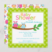 Invitation Chouettes de papa et maman avec Baby shower neutre (Devant / Derrière)