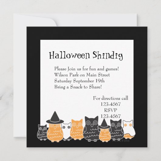 Invitation Chouettes d'Halloween (Devant)
