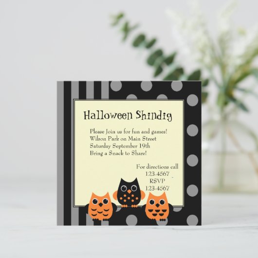 Invitation Chouettes d'Halloween (Debout devant)