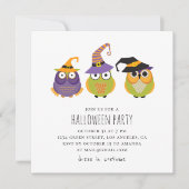 Invitation Chouettes d'Halloween. Fête costumée pour enfants (Devant)