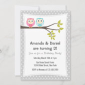 Invitation Chouettes d'invitation à la fête d'anniversaire ju (Devant)