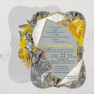 Invitation Chouettes - feuilles Plantes en gris/jaune 2021 co