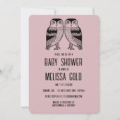 Invitation Chouettes jumelles Cute Simple Chic BABY SHOWER PE (Devant)