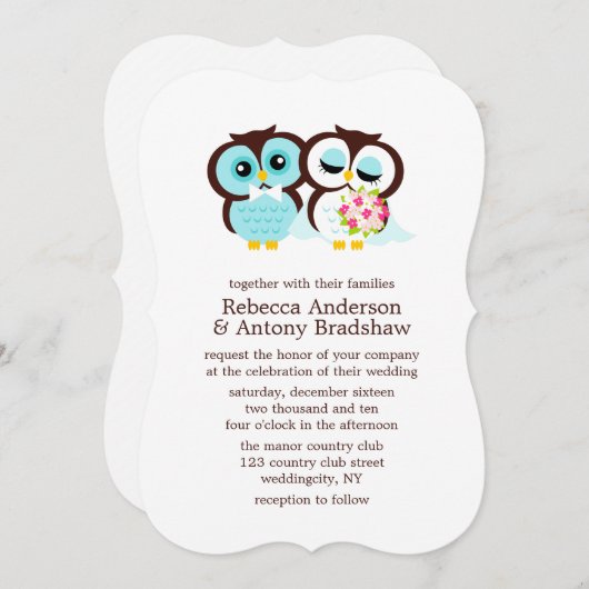 Invitation Chouettes mariages (Devant / Derrière)