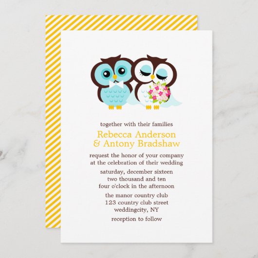Invitation Chouettes mariages (Devant / Derrière)