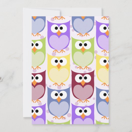 Invitation Chouettes mignonnes, Chouette Motif, Chouettes col (Dos)