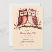 Invitation Chouettes mignonnes roses à l'aquarelle Saint Vale (Devant)