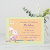 Invitation Chouettes Whimsical Baby Boy Douche (Debout devant)