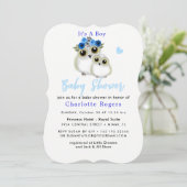 Invitation Chouettes Whimsical Cute Baby Boy Douche (Debout devant)