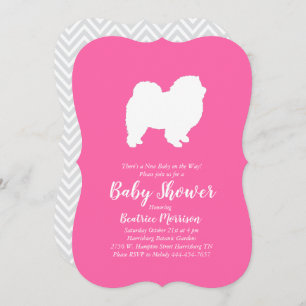 Invitation Chow Chow Chien Baby shower fille rose