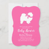 Invitation Chow Chow Chien Baby shower fille rose (Devant)