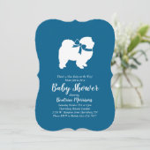 Invitation Chow Chow Chien Baby shower Garçon bleu (Debout devant)