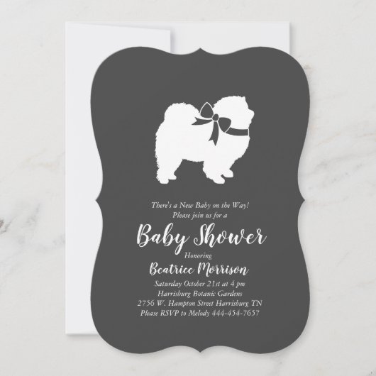 Invitation Chow Chow Chien Baby shower neutre (Devant)