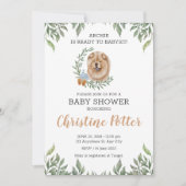 Invitation Chow Chow Chien Chien Chiot Baby shower Boho Verdu (Devant)