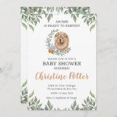 Invitation Chow Chow Chien Chien Chiot Baby shower Boho Verdu (Devant / Derrière)