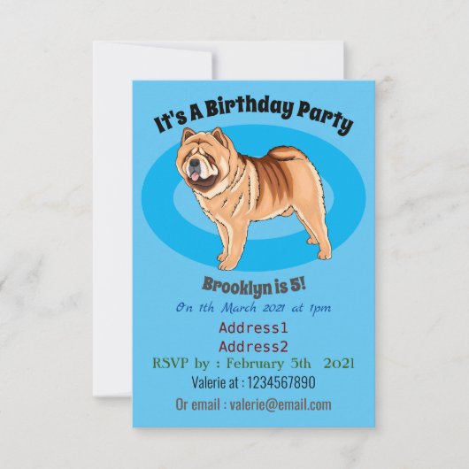 Invitation Chow Chow dog cartoon (Devant)