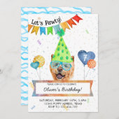 Invitation Chow Chow Lets Pawty Dog Anniversaire (Devant / Derrière)