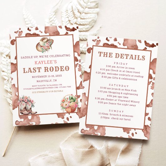 Invitation Chowgirl Watercolor Dernier Rodéo Bachelorette Wee