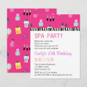 Invitation Choyant la partie de spa, pour des filles (Devant / Derrière)