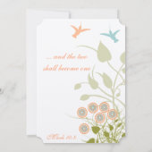 Invitation Chrétien Turquoise Corail Hummingbirds Floral (Dos)