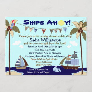 Invitation chrétienne de baby shower de bateaux oh