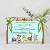 Invitation chrétienne de baby shower de train (Debout devant)