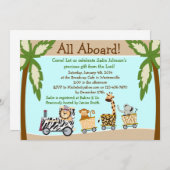 Invitation chrétienne de baby shower de train (Devant / Derrière)