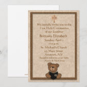 Invitation chrétienne d'ours de nounours (Devant / Derrière)