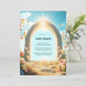 Invitation Christ est ressuscité Fleurs Religieux Brunch de P (Debout devant)