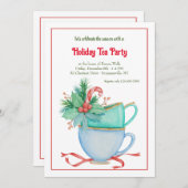 Invitation Christas Teacup Holiday Tea Party (Devant / Derrière)
