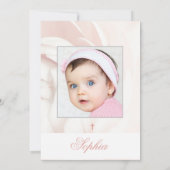 Invitation Christening Baptême Photo Girl Rose Argent (Dos)