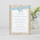 Invitation Christening Burlap et dentelle Baptême (Debout devant)