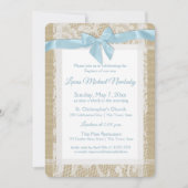 Invitation Christening Burlap et dentelle Baptême (Devant)