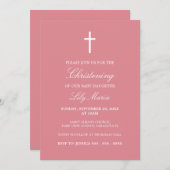 Invitation Christening classique rose pâle (Devant / Derrière)