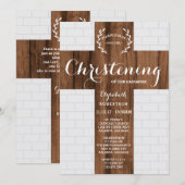 Invitation Christening, Croix, Dédication Baptême (Devant / Derrière)