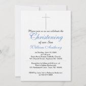 Invitation Christening Cross Blue Grey (Devant)